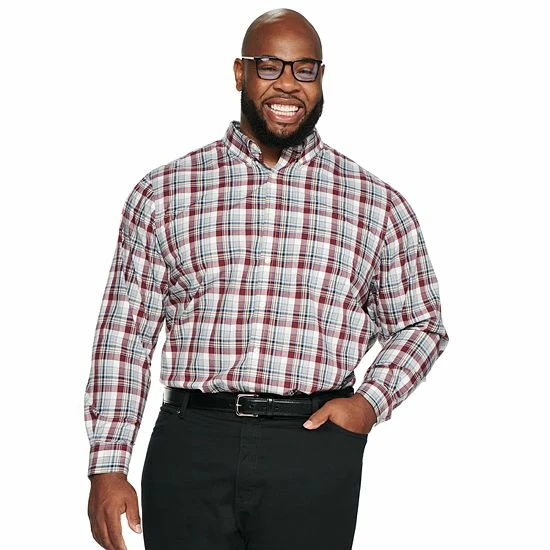 Men's Croft & Barrow® Pattern Easy-Care Button-Down Shirt Blue Heather Plaid - Image 13