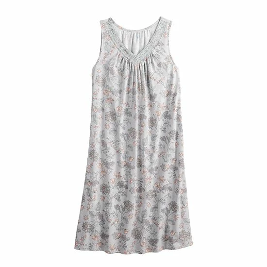 Women's Croft & Barrow® V-Neck Sleeveless Cotton Nightgown Mint Paisley - Image 3