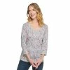 Women's Croft & Barrow® Ribbed Henley Top Pink Floral Medallion