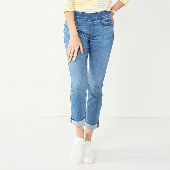 Women's Croft & Barrow® Pull-On Girlfriend Jeans Medium Wash - Image 10