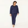 Plus Size Croft & Barrow® Textured Knit Henley Long Sleeve Pajama Top & Pajama Pants Sleep Set Red Goose