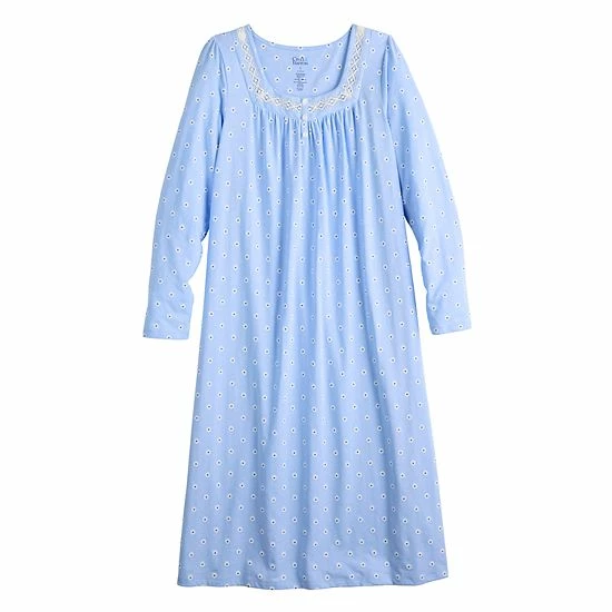Women's Croft & Barrow® Long Sleeve Nightgown Green Cardinals - Image 3