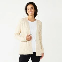 Women's Croft & Barrow® Extra Cozy Cable Cardigan Charcoal Heather