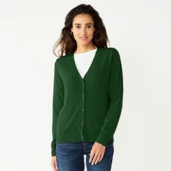 Women's Croft & Barrow® Extra Soft V-Neck Cardigan Red