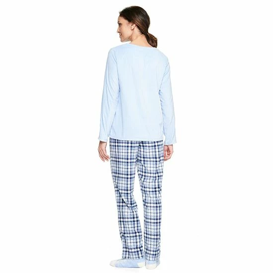 Women's Croft & Barrow® Velour Long Sleeve Pajama Top & Pajama Pants Set Dark Blue Floral - Image 2