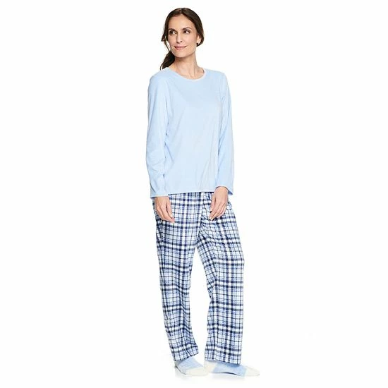Women's Croft & Barrow® Velour Long Sleeve Pajama Top & Pajama Pants Set Dark Blue Floral - Image 7