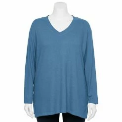 Plus Size Croft & Barrow® V-Neck Tunic Top Lavender Herb