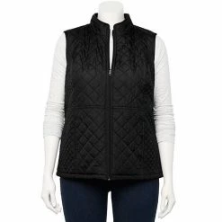 Plus Size Croft & Barrow® Woven Quilted Vest Purple