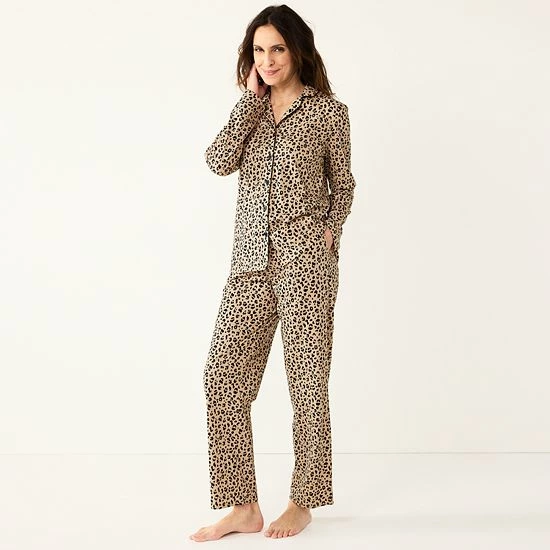 Women's Croft & Barrow® Long Sleeve Pajama Shirt & Pajama Pants Sleep Set Floral Geo - Image 5