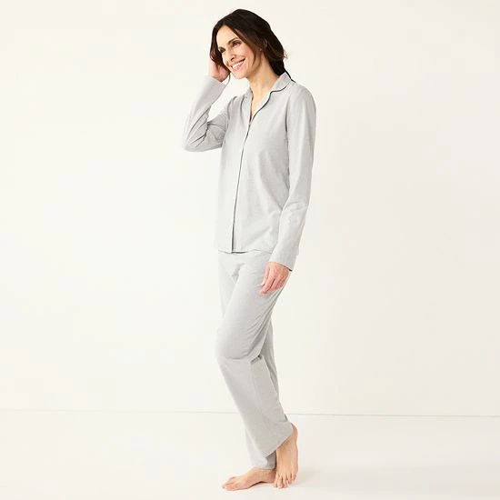Women's Croft & Barrow® Long Sleeve Pajama Shirt & Pajama Pants Sleep Set Floral Geo - Image 6