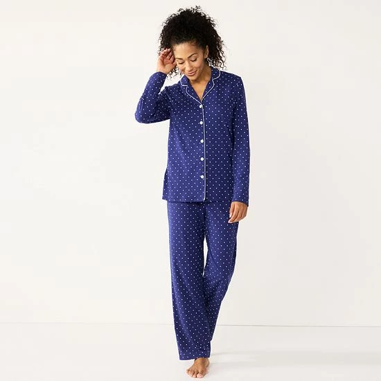 Women's Croft & Barrow® Long Sleeve Pajama Shirt & Pajama Pants Sleep Set Floral Geo - Image 8