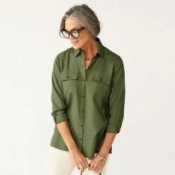 Women's Croft & Barrow® Utility Shirt Navy Medallion