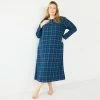 Plus Size Croft & Barrow® Flannel Long Nightgown Green Blue Plaid
