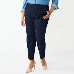 Plus Size Women's Croft & Barrow® Effortless Stretch Pull-On Straight Pants Faded Denim