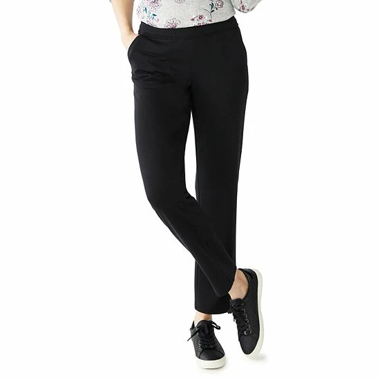 Women's Croft & Barrow® Easy Knit Straight-Leg Pants Black Floral