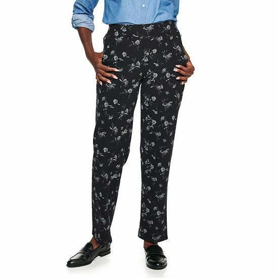 Women's Croft & Barrow® Easy Knit Straight-Leg Pants Black Floral - Image 4