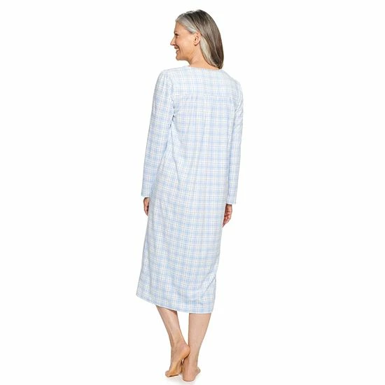 Women's Croft & Barrow® Long Sleeve Velour Nightgown Navy Floral - Image 2