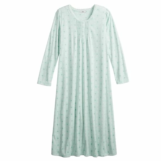 Women's Croft & Barrow® Long Sleeve Velour Nightgown Navy Floral - Image 3
