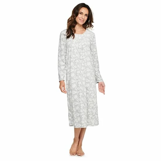 Women's Croft & Barrow® Long Sleeve Velour Nightgown Navy Floral - Image 7