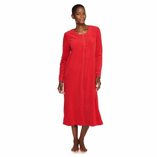 Women's Croft & Barrow® Long Sleeve Velour Nightgown Navy Floral - Image 8