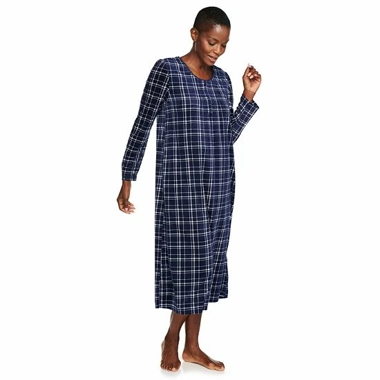 Women's Croft & Barrow® Long Sleeve Velour Nightgown Navy Floral - Image 9