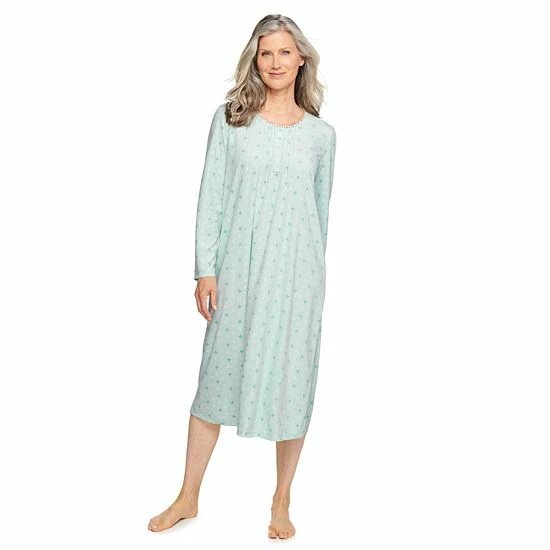 Women's Croft & Barrow® Long Sleeve Velour Nightgown Navy Floral - Image 10
