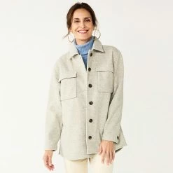 Women's Croft & Barrow® Shirt Jacket Grey