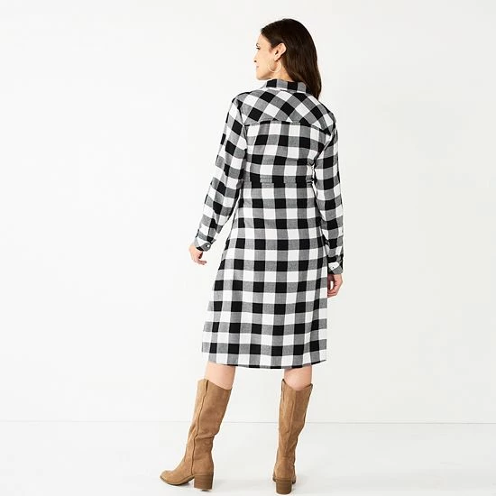 Women's Croft & Barrow® Knot-Waist Shirt Dress Red Plaid - Image 2