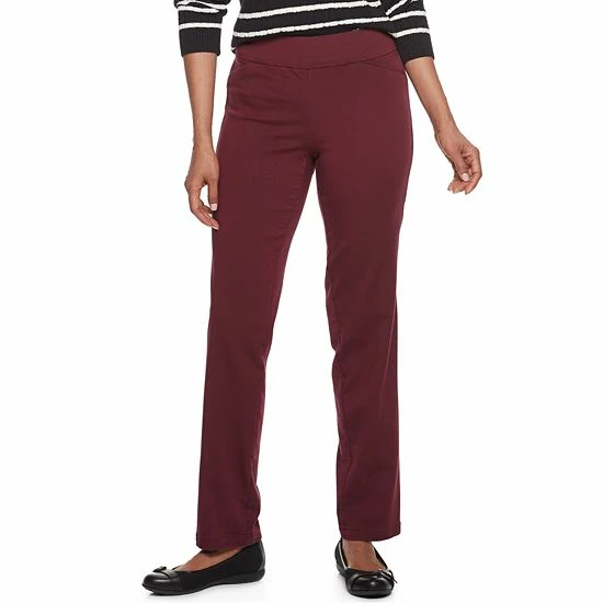 Women's Croft & Barrow® Effortless Stretch Pull-On Straight Pants Black Grey Plaid - Image 10