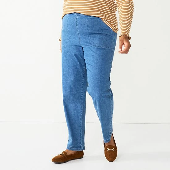 Plus Women's Croft & Barrow® Classic Pull-On Jeans Rinse - Image 5