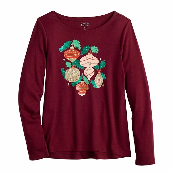 Women's Croft & Barrow® Holiday Long Sleeve Graphic Tee Snow Trees - Image 2
