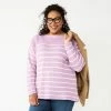 Plus Size Croft & Barrow® Boatneck Pullover Sweater Purple Stripe