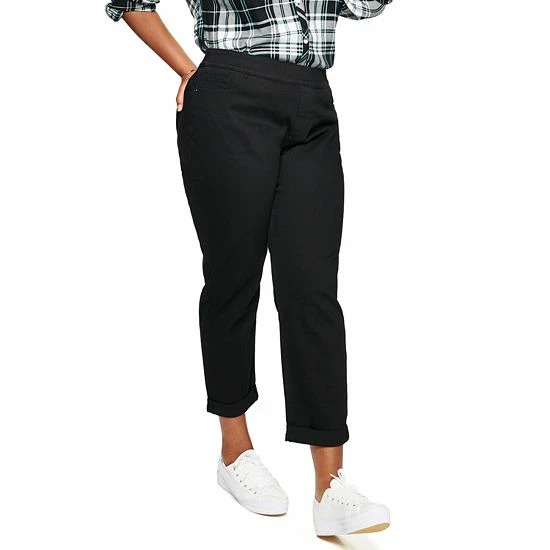 Plus Size Croft & Barrow® Pull-On Girlfriend Jeans Mineral Black - Image 2