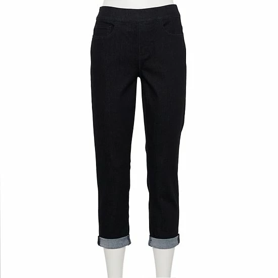 Plus Size Croft & Barrow® Pull-On Girlfriend Jeans Mineral Black - Image 5