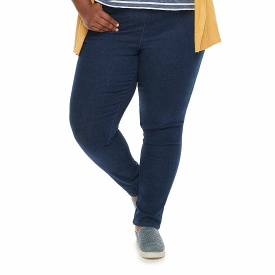 Plus Size Croft & Barrow® Pull-On Tapered-Leg Jeans Super Dark - Image 6