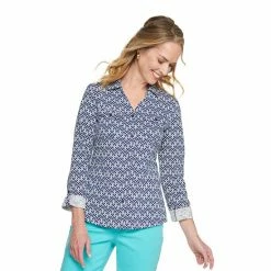 Women's Croft & Barrow® Soft Roll-Tab Shirt Watermelon Soda