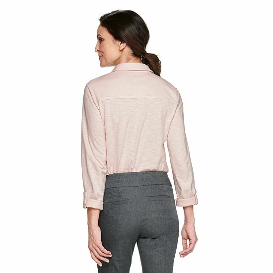 Women's Croft & Barrow® Soft Roll-Tab Shirt Watermelon Soda - Image 2